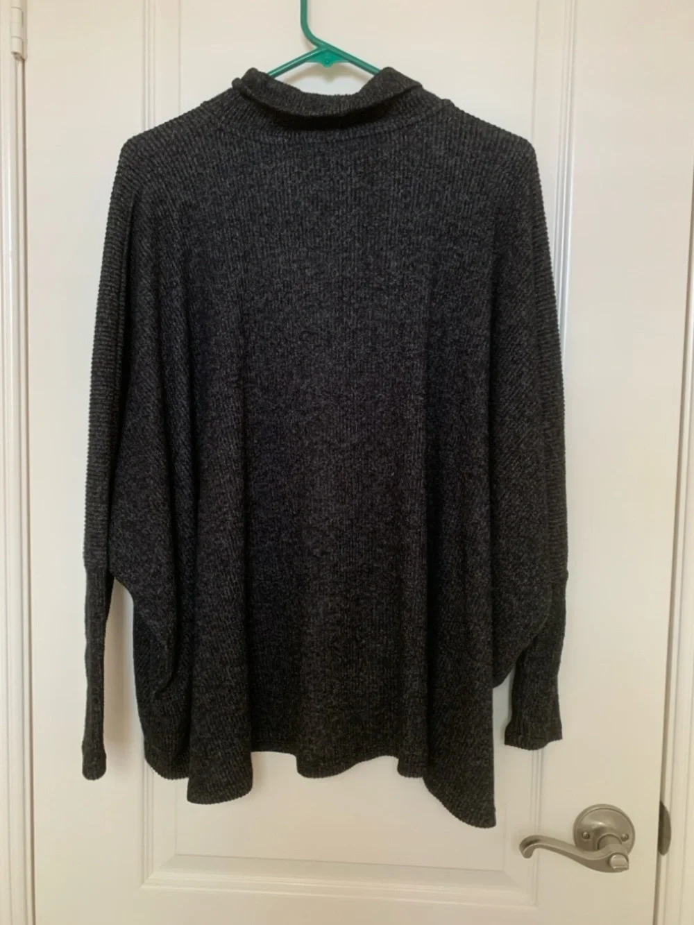 NWT AMADI Brushed Hacci Oversized Cowl Neck Poncho Sweater - Gray - Small - Picture 3 of 10